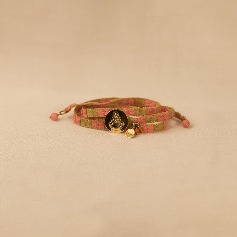 Pulsera Caridad Pistacho Coral