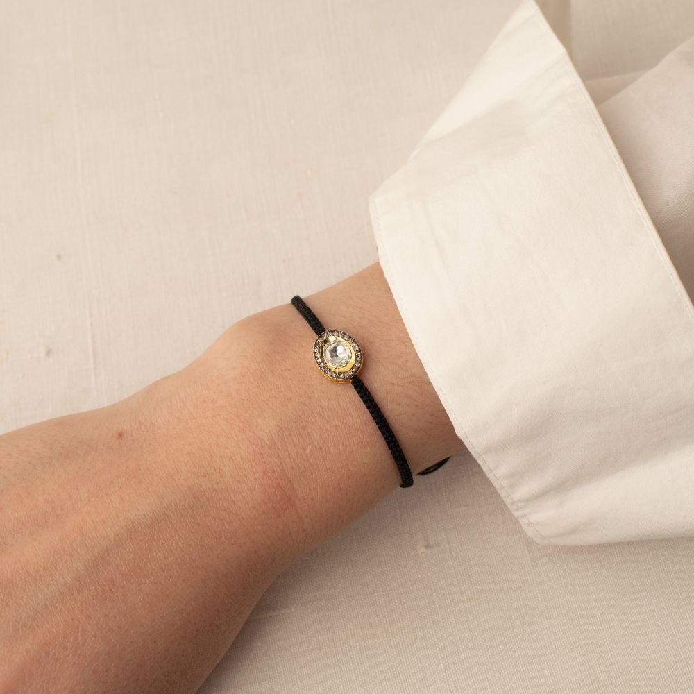 Pulsera Macramé Diamante Negro